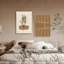 ナチュラルウッド風 リビングルーム装飾画【クリームカラー・北欧スタイル・ベッドルーム用・壁掛け】