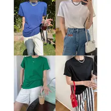 クルーネック 半袖 Tシャツ レディース ゆったり トップス 無地 リラックス 夏