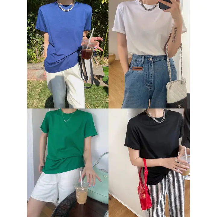 クルーネック 半袖 Tシャツ レディース ゆったり トップス 無地 リラックス 夏