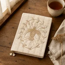 刺繍デザインの手帳【ハンドメイド・布製・日記用】