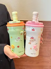スタイリッシュな保温水筒【不锈鋼製・ストロー付き・お茶用・コーヒーカップ】