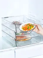 冷蔵庫用分層収納ラック【食器や食材の整理整頓に最適・キッチン用】