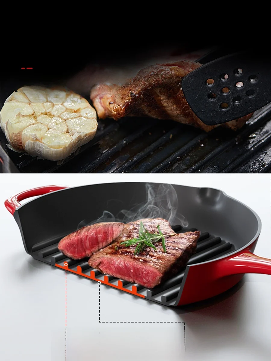SUPOR ステーキ用鋳鉄フライパン：ノンスティックで焦げ落としも可能