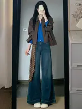 デニムパンツ レディース ワイド ストレート アメカジ ヴィンテージ 夏 ハイウエスト 落ち感 ルーズ