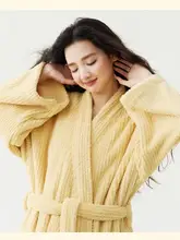 珊瑚塩加厚美麗な女性用ローブ【ロングバスローブ・カップル用・ホームウェア】（セットアップ対応）