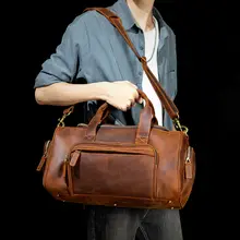 大容量の本革トラベルバッグ【メンズ・レトロスタイル・ビジネス用・ハンドバッグ】