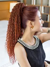 女性用 フランス風 ポニーテールウィッグ【バンド式・大波ウェーブ・リアルヘア風】