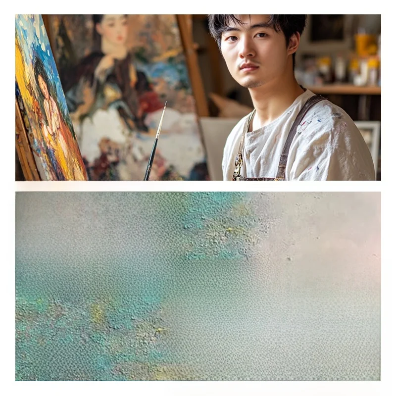 手描き油絵の現代的抽象デザイン 壁掛けアート：淡い色合いでリビング・玄関を美しく演出
