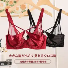 本命年用 赤い女性用下着【大きい胸をカバー・薄手・ソフトワイヤー・セクシーデザイン】