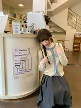 星点柄フェアアイランド編みニットカーディガン【春用・ゆったりシルエット・ナチュラルスタイル】