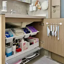浴室用収納棚【分層構造・穴あけ不要・伸縮式・下水槽用】