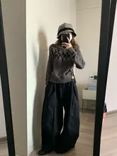 フィットの広めのクロップドパンツ【ウエストゴム・レトロスタイル・女性用】（セットアップ対応）