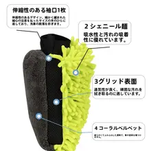 厚手両面シャンネルタオル洗車用手袋【珊瑚毛・泡クリーニング】