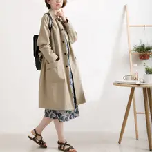 レトロスタイル 大きいサイズ ゆったり通勤用 ガウンコート【ポケット付き・ストレートデザイン・春秋用・単色】