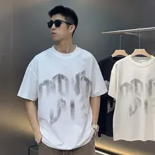 クラックプリントの半袖Tシャツ【メンズ・ゆったり型・カジュアルデザイン】（セットアップ対応）