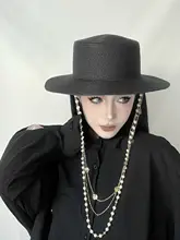 パール付き多連チェーン フラットハット【フランス風・夏用・日よけ・防晒】