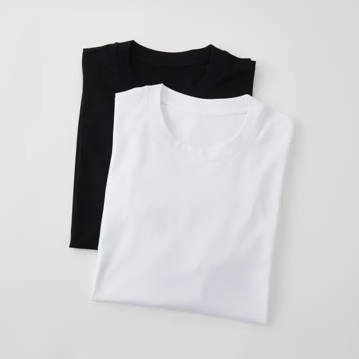 速乾性のある短袖Tシャツ【男性用・コットン・涼感・ホワイト・ブラック・ゆったりフィット】