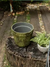 ユニークな苔風セメント製植木鉢【大口径・通気性・屋外庭園用・アートデコレーション】