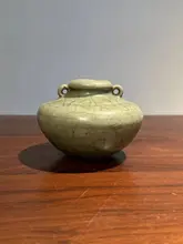 清末民国風 陶製小型花器【龍泉窯 青瓷・茶席用・小壺型】