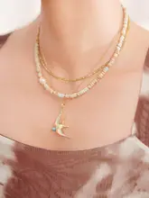 燕子デザイン エナメル2重ネックレス【ミニマリストスタイル・女性用・新中式】