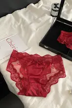 三角ショーツ レディース レース ローライズ ピュアセクシー ガーリー レッド 開運 「Hottie」