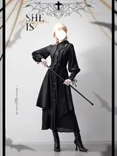 ゴシック風ロリータ長袖プリンスドレス【ロング丈・ティアードスカート】
