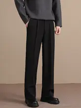 ビジネスカジュアル対応！抗しわ加工の九分丈スラックス【厚手・ゆったりストレート】