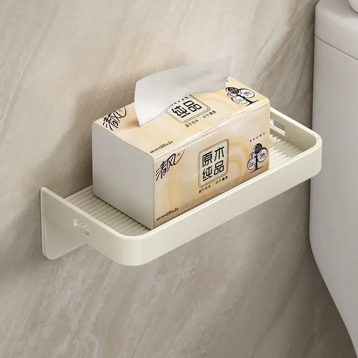壁掛けトイレットペーパーラック【穴あけ不要・衛生的・収納用】