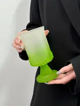 ステムグラス すりガラス グラデーション グリーン フレンチ風 インスタ映え 上品 おしゃれ ジュースグラス ドリンクグラス