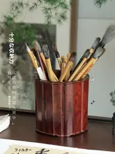 伝統的な文房具用 血檀製書画筆筒【大容量・木製・書斎用】