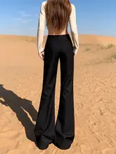 ハイウエスト 黒いフレアパンツ【春秋用・フィット・スリム効果】