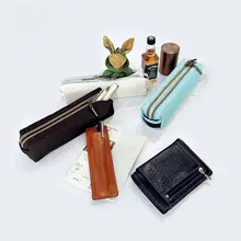 縦型書き用 文房具ポーチ【ダブルファスナー・仕切り付き・大人向け】