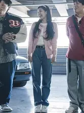 高腰ヴィンテージ風デニムワイドパンツ【春秋用・フィット】（セットアップ対応）