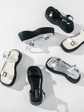 小さなカジュアルなプラットフォームエレベーターシューズオープントゥベルトバックル