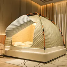 簡単設置の室内用保温マット付きモンゴルテント型防風蚊帳【冬季使用・釣り用】
