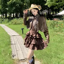 レトロなフリル付きキャミソールドレス【ウエスト絞り・ショートスカート】