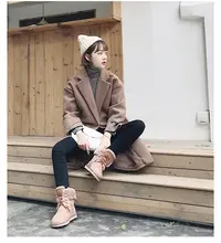 冬用羊皮毛一体ブーツ【スリム効果・加絨・防寒】