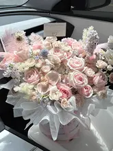 洗面器用 造花バラと永生花の華やかなブーケ【ギフトや誕生日に最適】