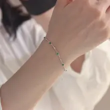 天然翡翠 S925純銀製 ブレスレット【シンプルデザイン・調整可能・インスタ風】