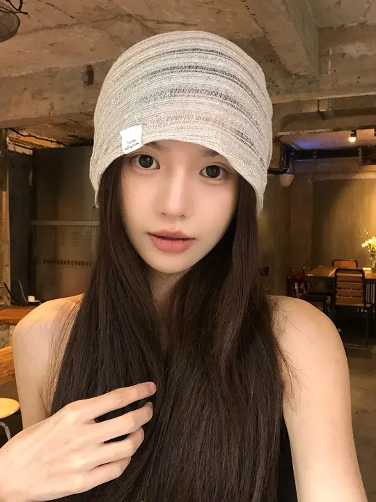 透け感のある薄手の女性用ニット帽【夏季・通気性・ゆったりフィット】（セットアップ対応）