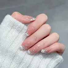 白富美 爆閃するスワロフスキー グラデーションチークネイルシール【ハンドメイド・猫目デザイン・結婚式用】