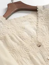 春用リボンデザインの透かしレースカーディガン【Vネック・長袖・女性用】