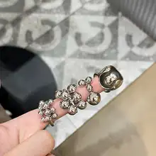シンプルデザイン メタルシルバー球状ビーズリング【女性用・指先アクセサリー・エレガント】