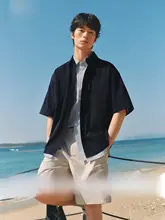 ストライプ柄 メンズ 夏用カジュアルシャツ【快適な着心地・ルーズフィット・短袖】
