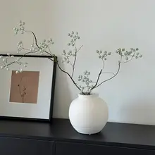 レトロな陶器製花瓶【侘び寂びスタイル・造花用・インテリア装飾】