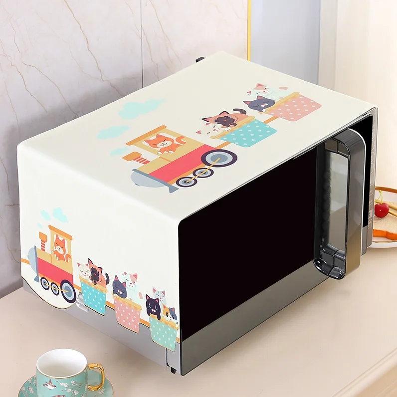 可愛いデザインの電子レンジ用防塵カバー：オーブン対応のキッチンインテリアとしての実用性と設置ガイド
