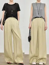 女性用 夏用 ストレートカット ワイドパンツ【フィット・高身長向け・極上の柔らかさ】（セットアップ対応）