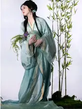 華やかな印花デザインの春夏用女性漢服【戦国風・流れるようなロングスカート・エレガントスタイル】（セットアップ対応）