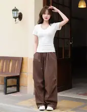 ユニセックス薄手工事用パンツ【高腰・ワイドレッグ・ドローストリング・夏用】