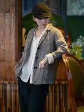 小九鹿 春季新作 リネンブレンドジャケット【レトロデザイン・ルーズフィット・ショート丈】